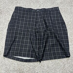 Dunning Shorts Mens 38 Black Plaid Microfiber Stretch Chino Golf 10 Inseam
